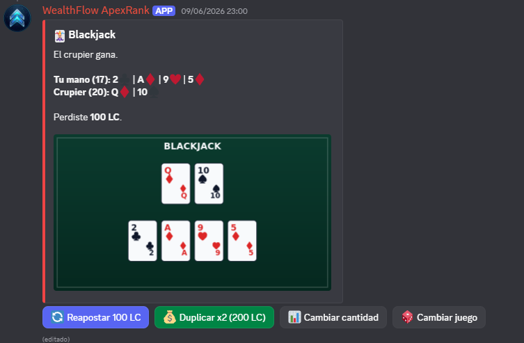 Blackjack Live in Discord